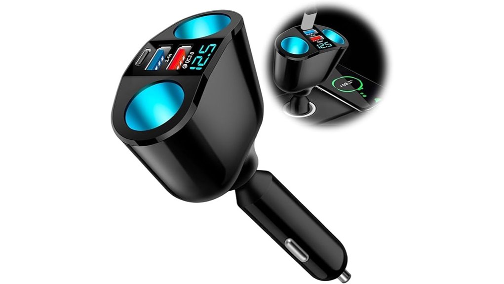 120w car usb charger with voltmeter