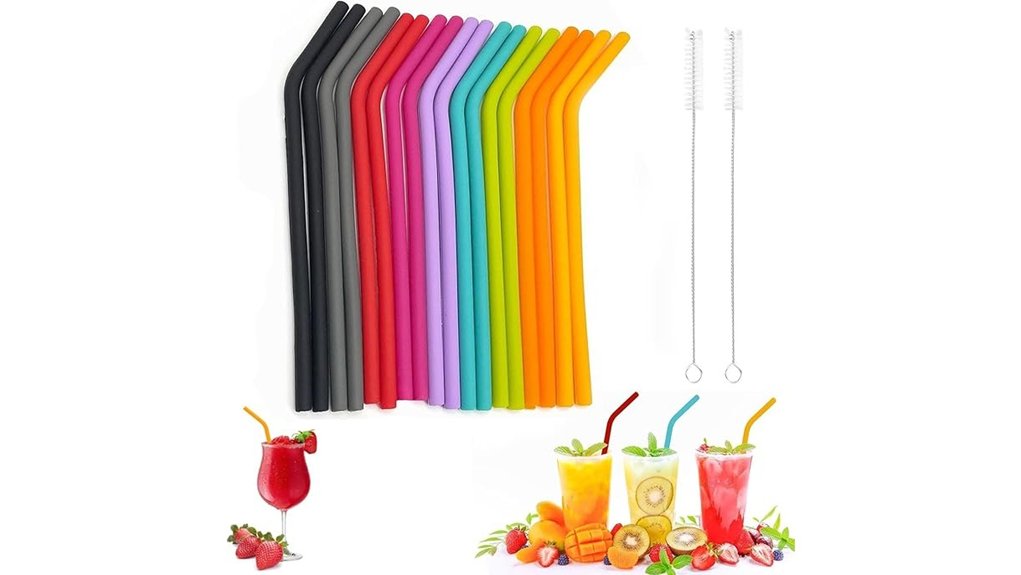 20 piece silicone straw set
