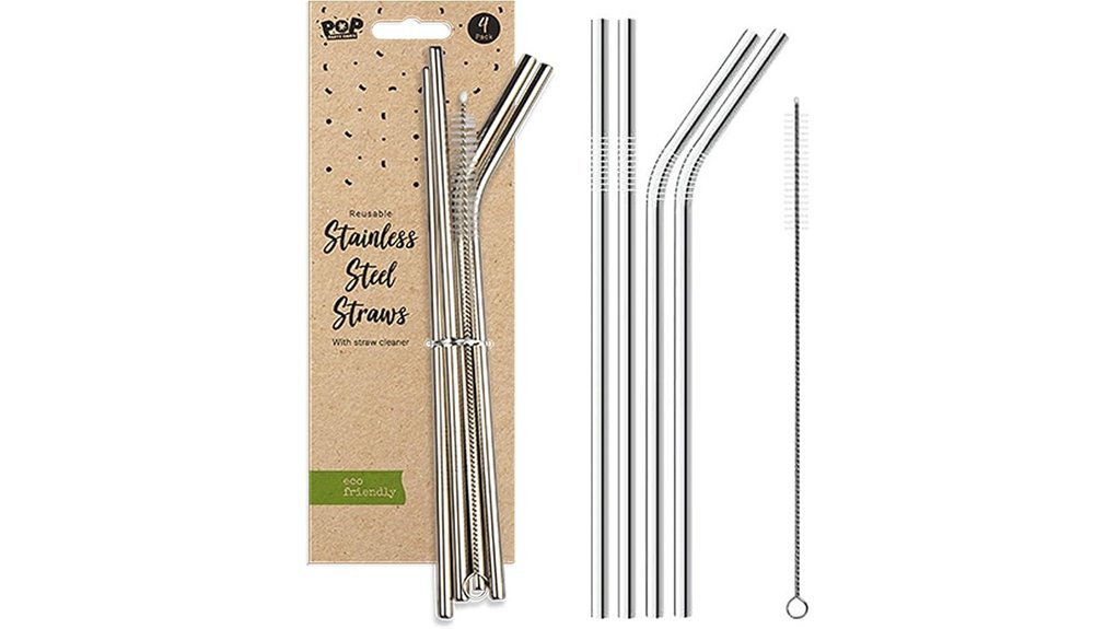 4x stainless steel straws set