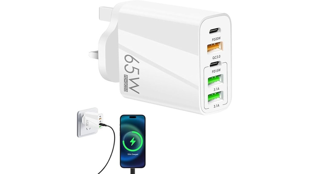 65w 5 port usb charger