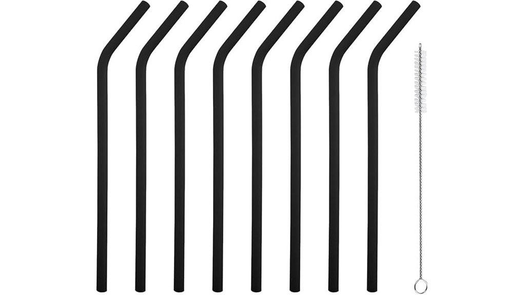 8 pack silicone straws black