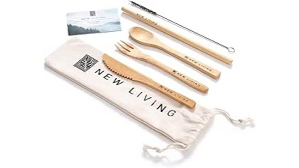 bamboo cutlery set with straw