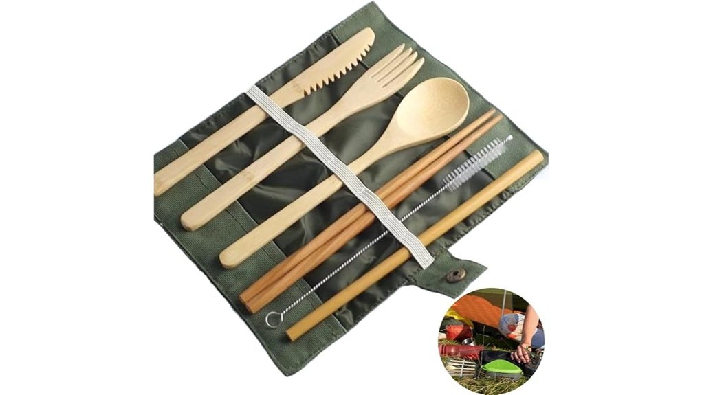 bamboo cutlery with straw