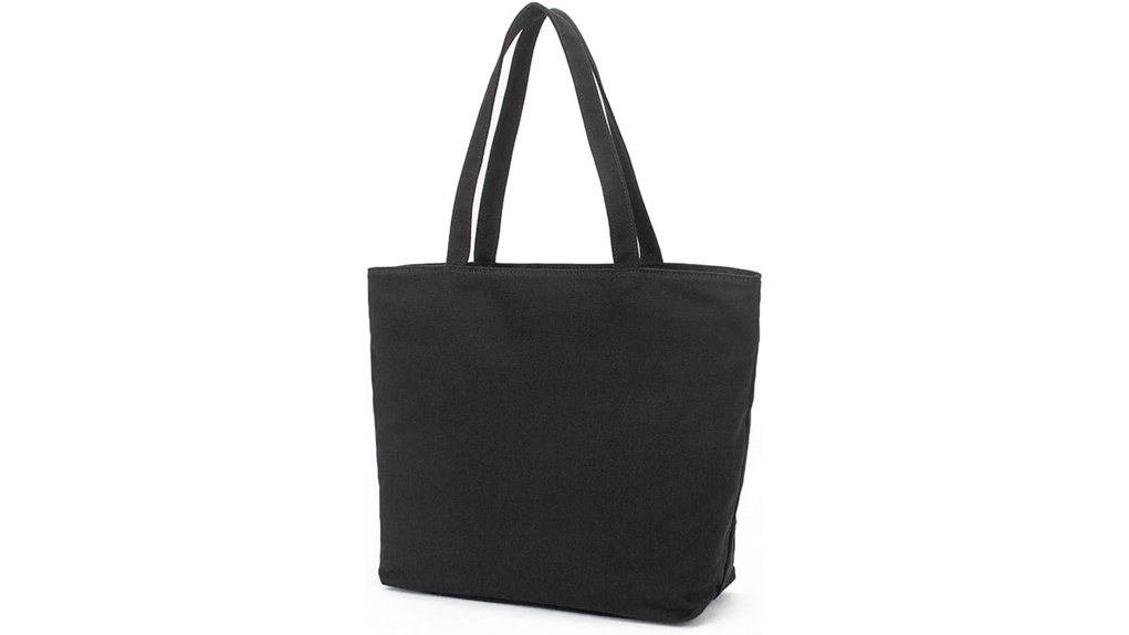 black cotton tote bag for shopping