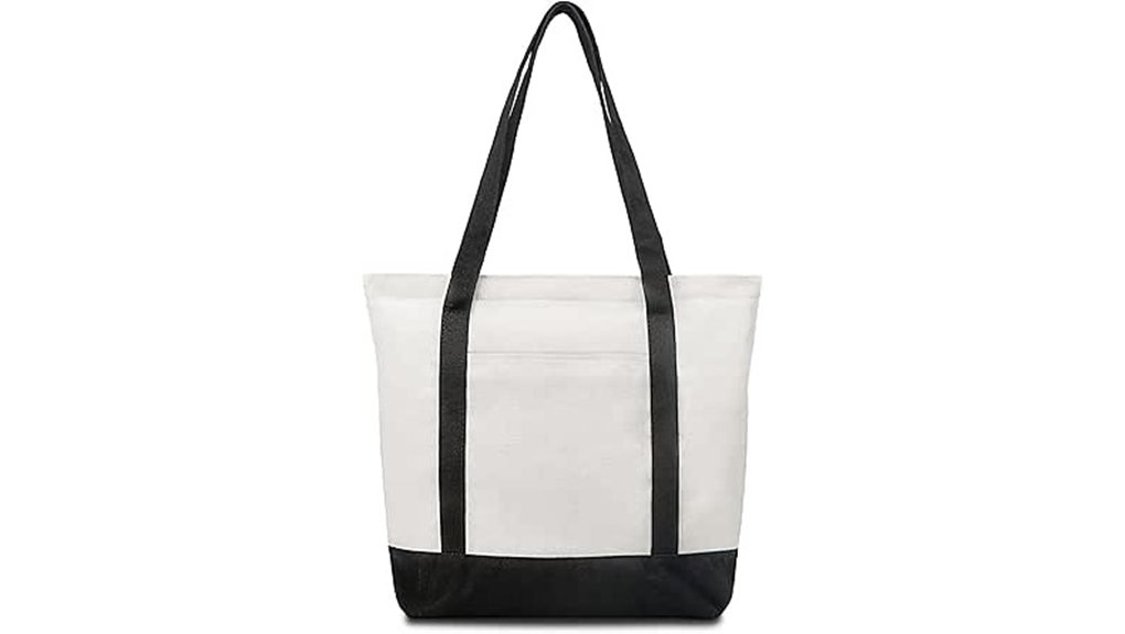 canvas tote with zipper pockets