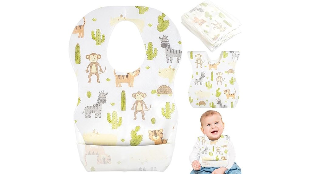 disposable bibs with food catcher pocket
