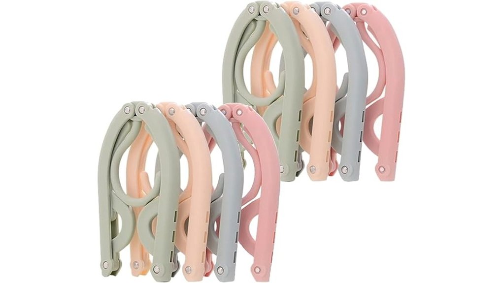 eight pack folding clothes hangers four colors