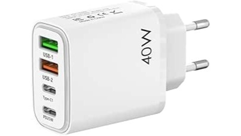 eu travel adapter 4 ports 2 usb c 2 usb a