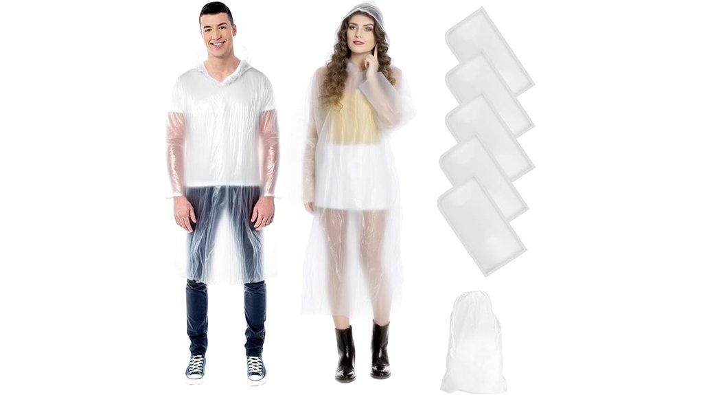 five pack adult hooded ponchos
