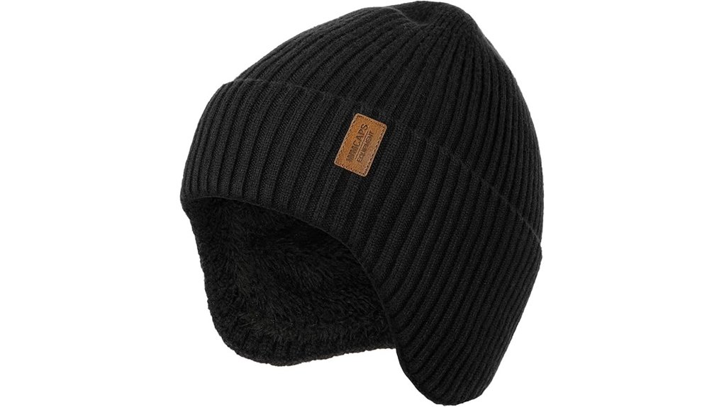 fleece lined earflap beanie unisex