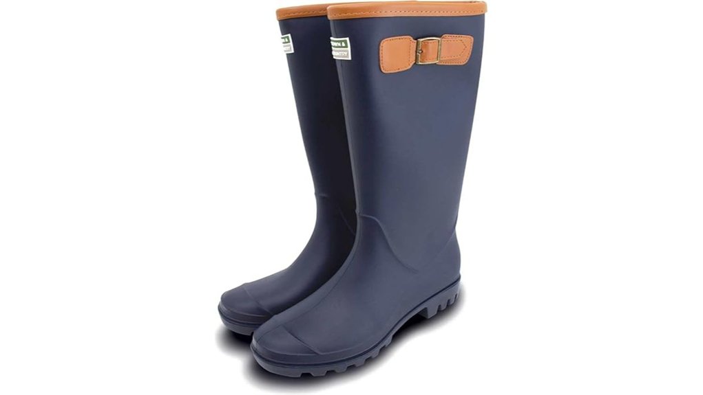 fleece lined wellington boots navy
