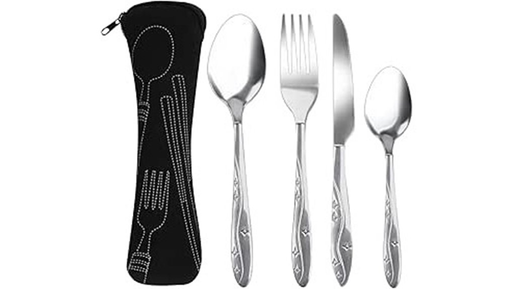 four piece cutlery set with pouch