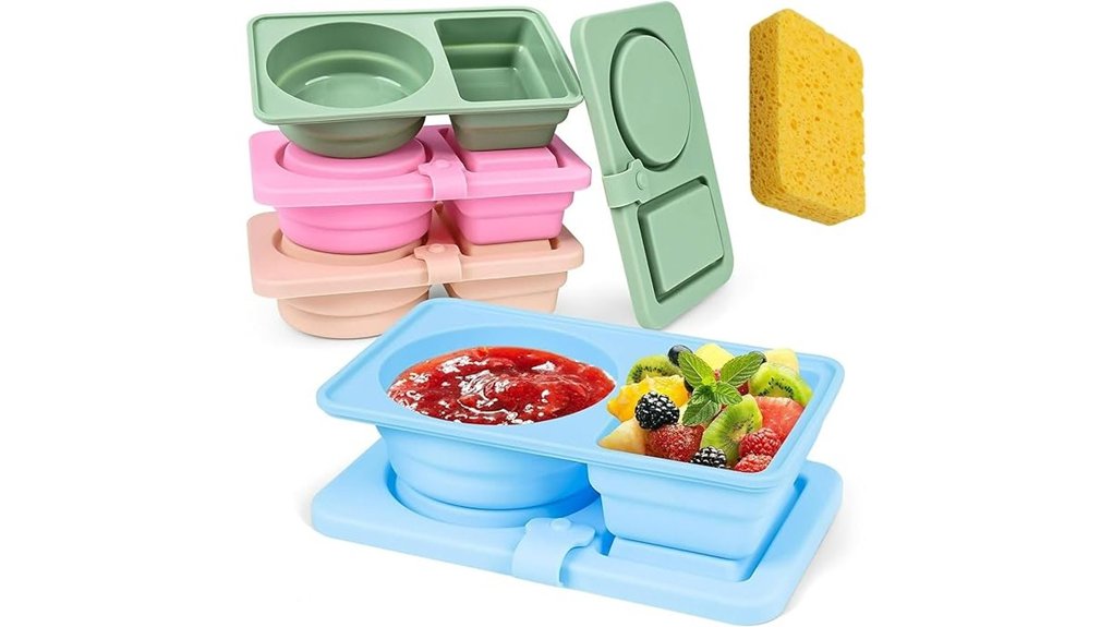 four reusable snack containers lids
