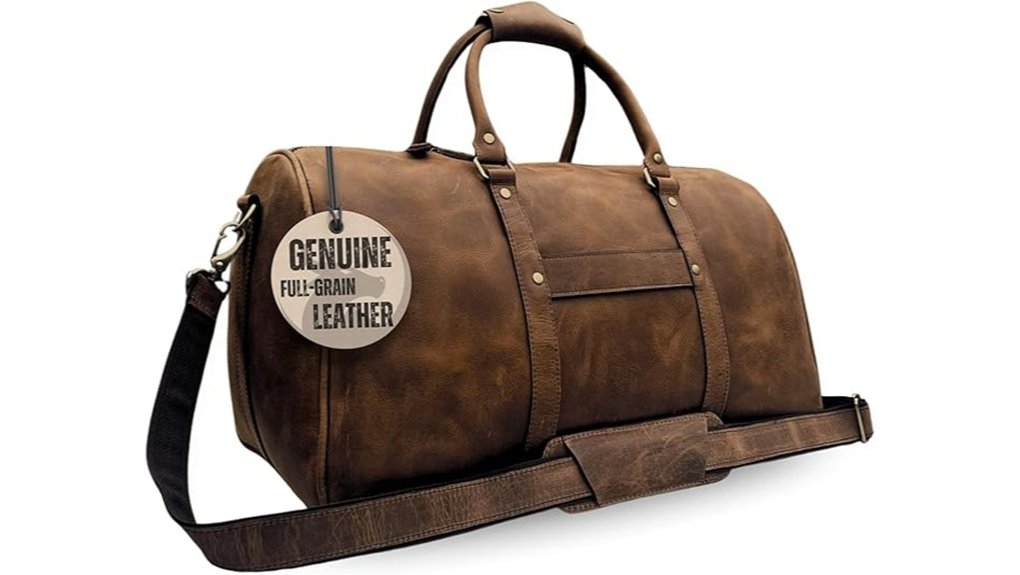 genuine leather duffle with shoe compartment