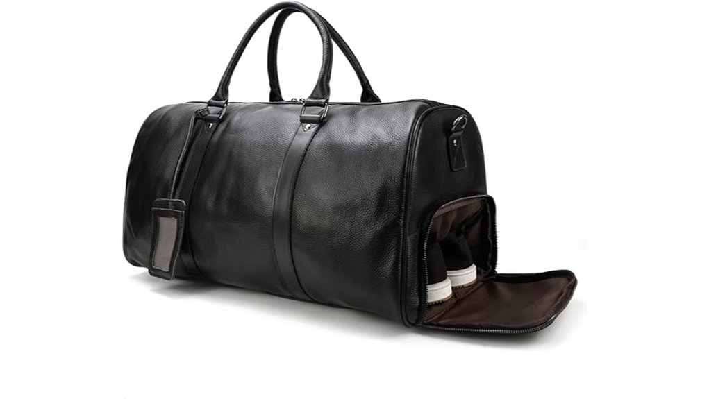 genuine leather travel duffel bag