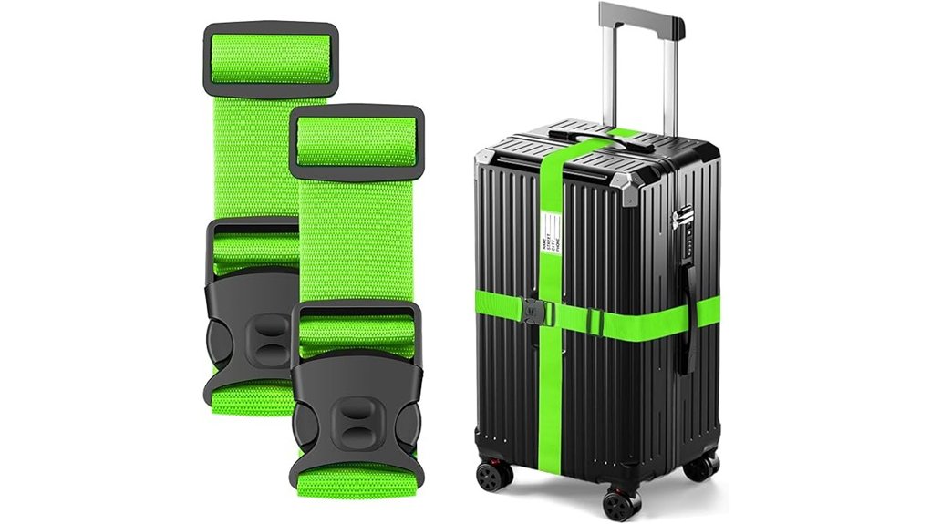 green lockable luggage straps 2 pack