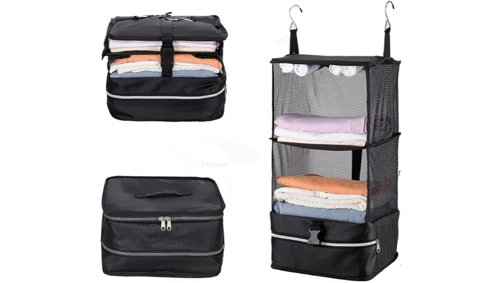 hanging travel organizer with shelves