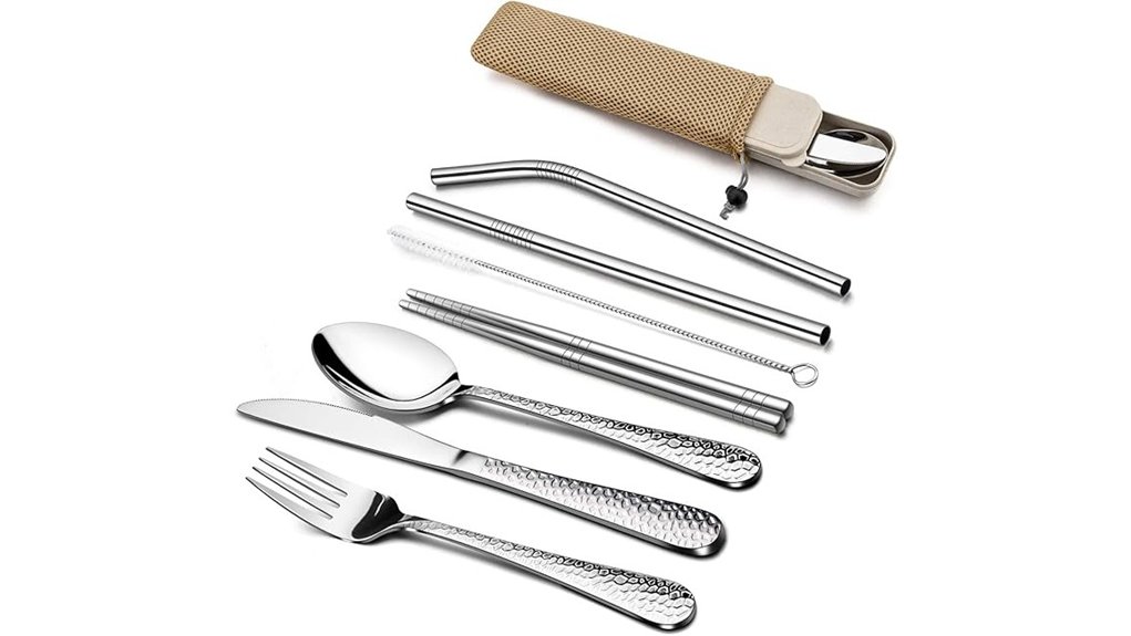 haware portable hammered flatware set