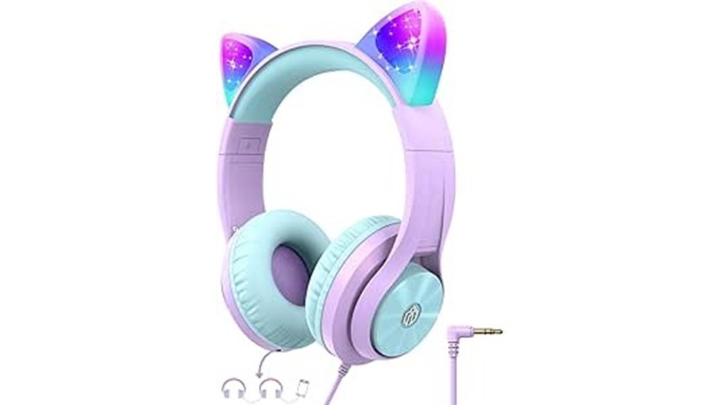 iclever cat ear headphones with leds