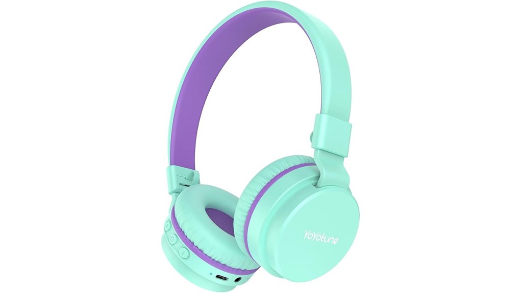 kids bluetooth headphones with mic 40h playtime green