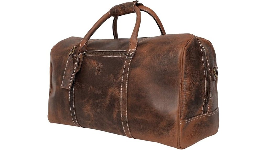 leather duffle bag by rustic town