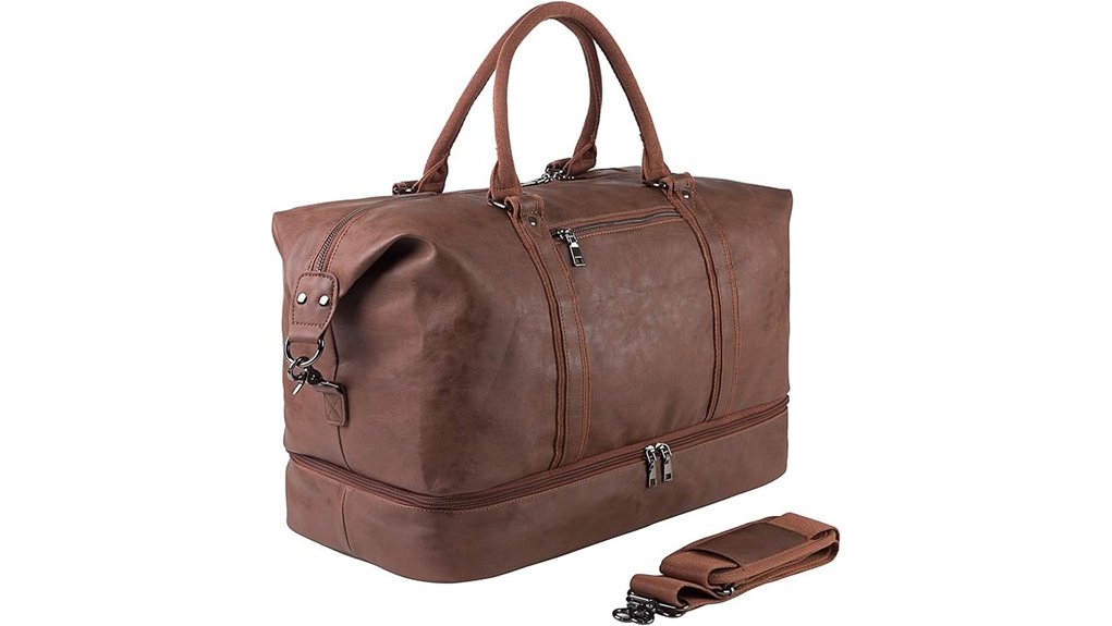 leather travel bag with shoe pouch