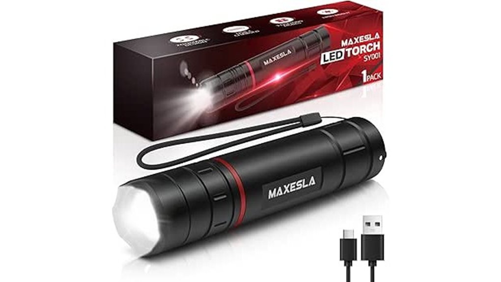 maxesla rechargeable led torch
