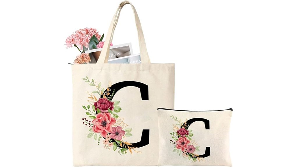 monogrammed cotton tote bag
