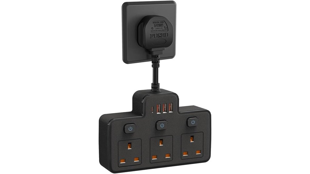 multi plug extension with usb adaptor