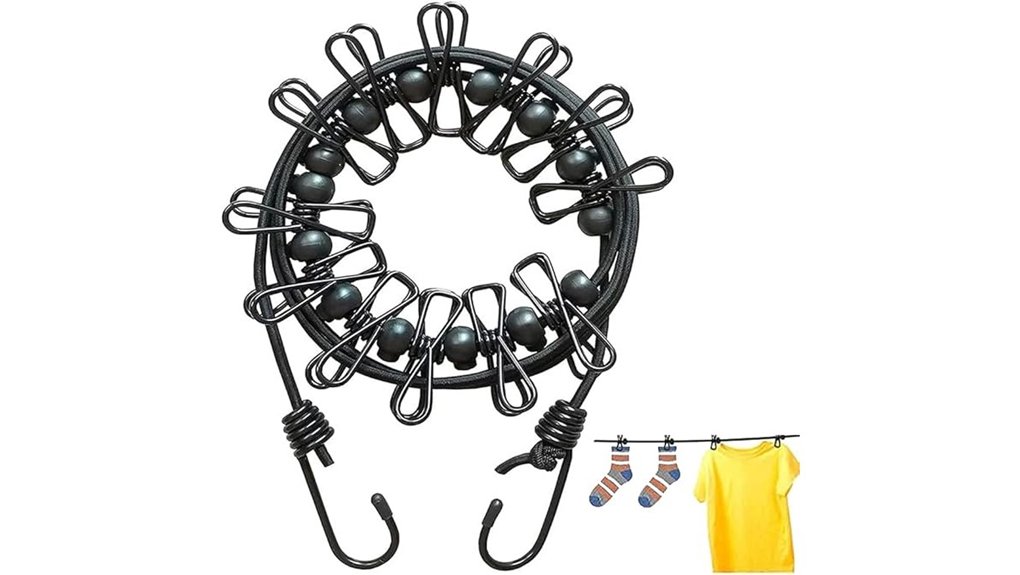 portable travel clothesline with 12 clips