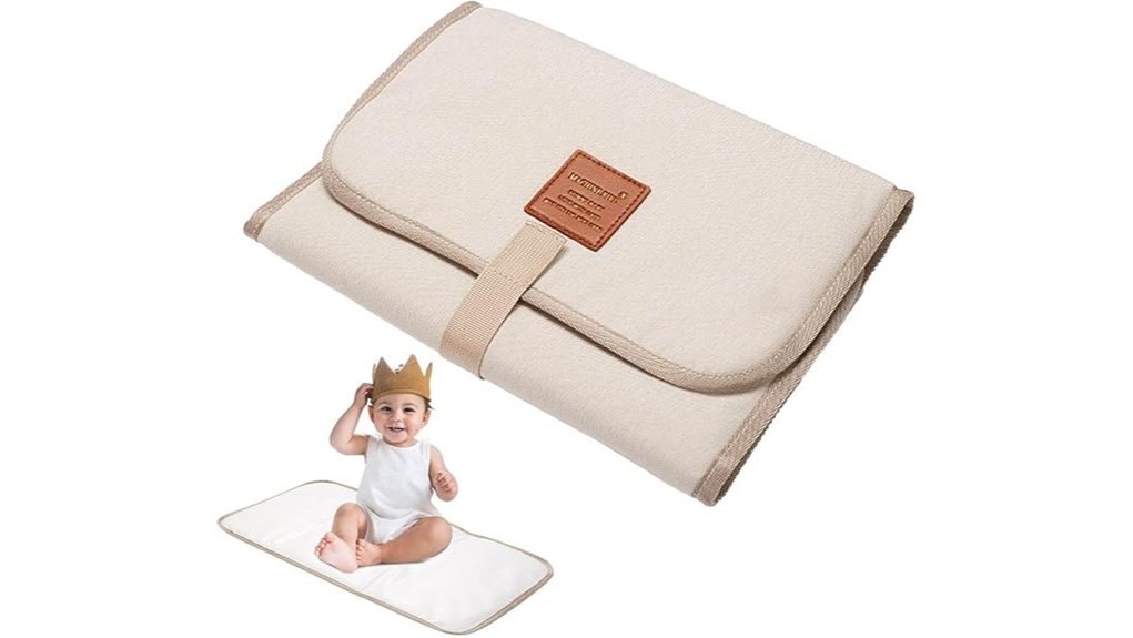 portable waterproof changing mat with foldable baby changer ivory