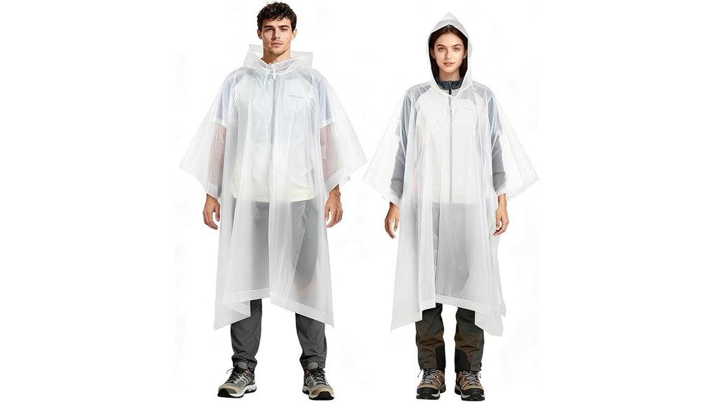 rain ponchos 2 pack portable waterproof hoods