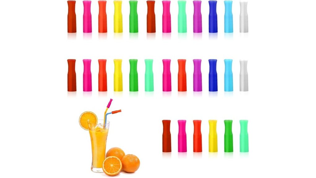 reusable silicone straw tips multicolour