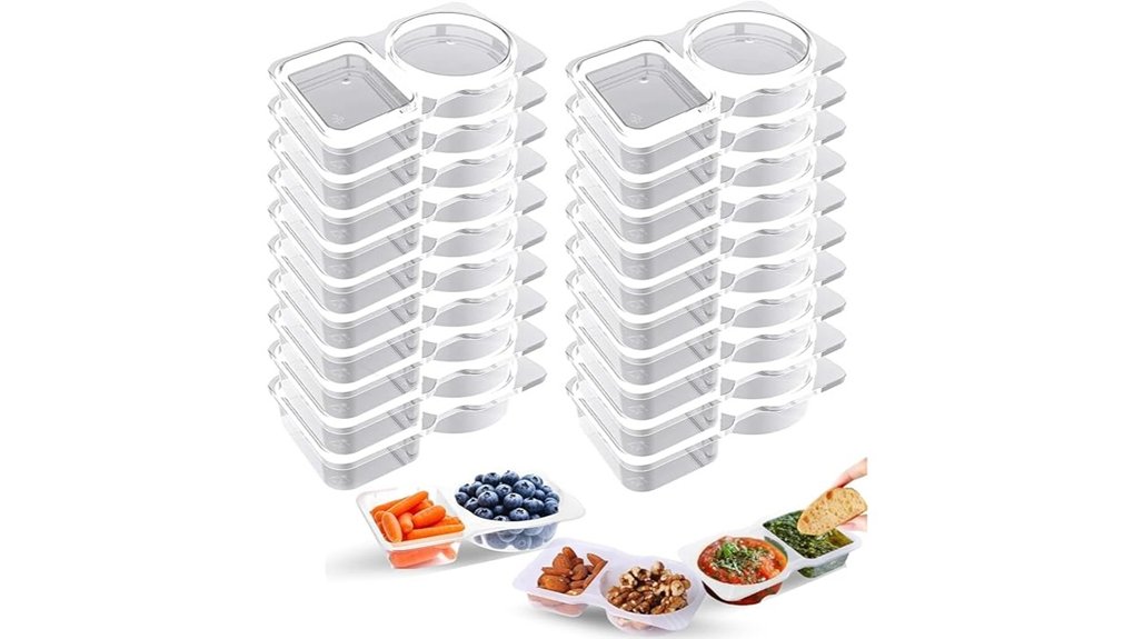 reusable snack containers two compartments 20 pack