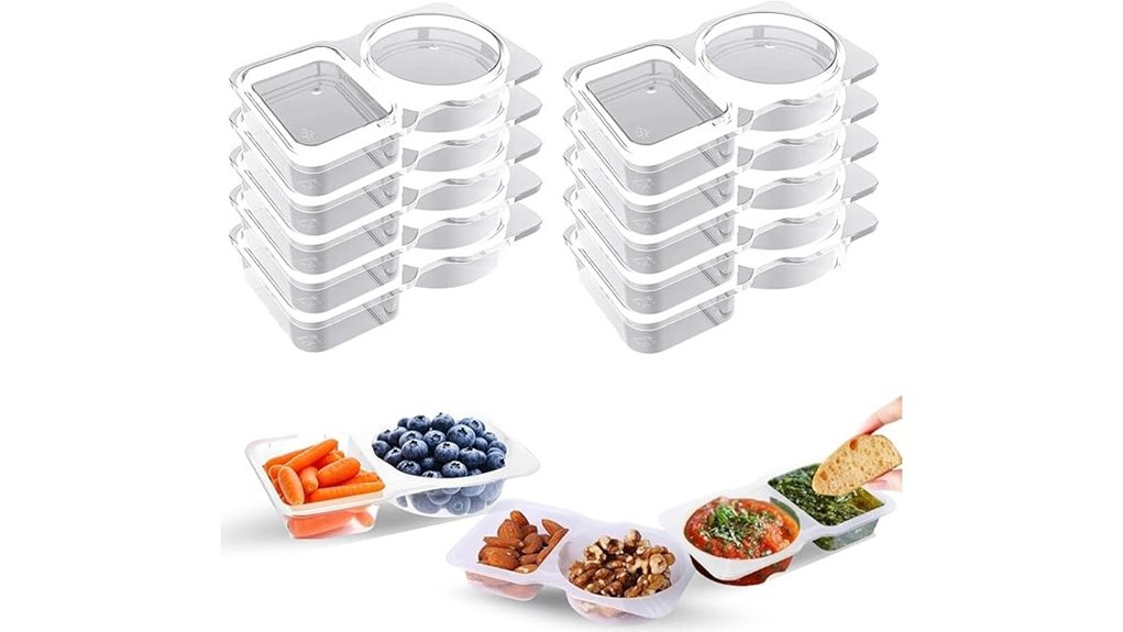 reusable two compartment snack packs 10 pack