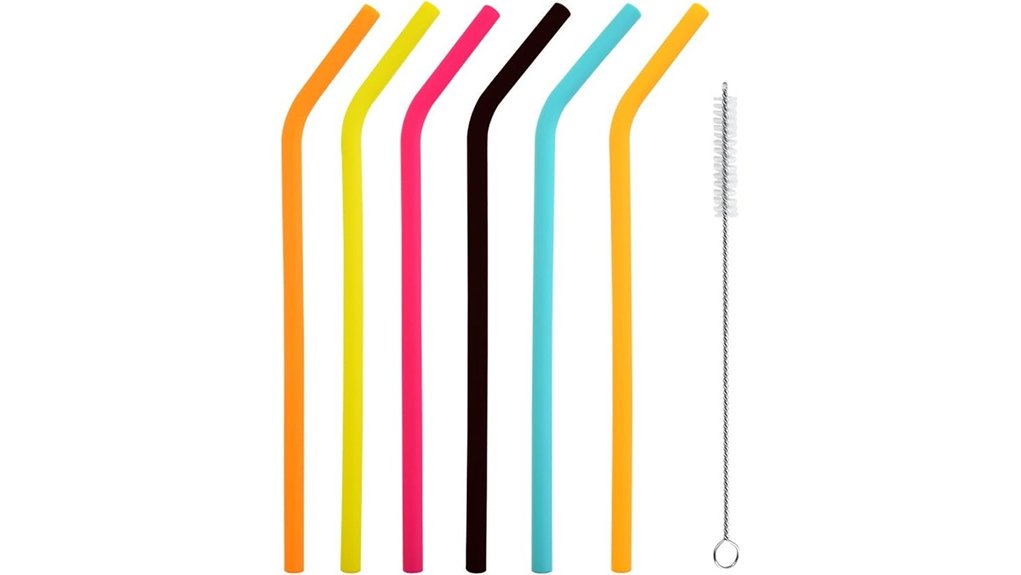 six pack silicone reusable straws