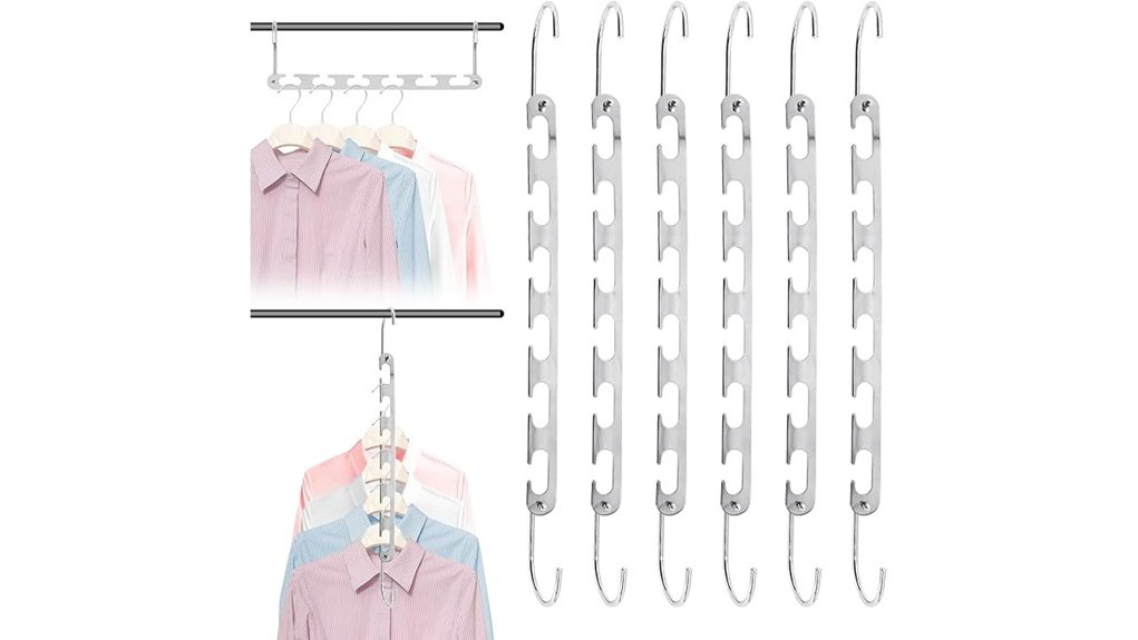 six pack space saving stainless hangers