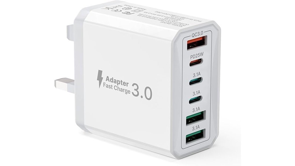 six port usb c quick charge uk charger