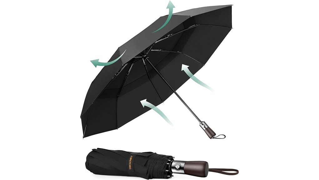 tecknet windproof wooden handle umbrella