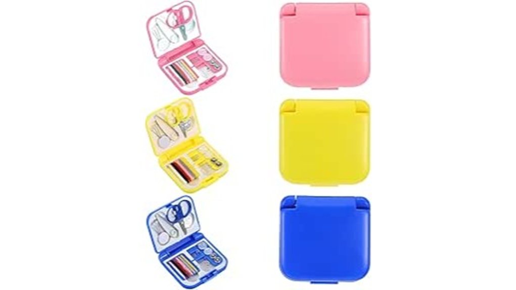 three pack mini travel sewing kit
