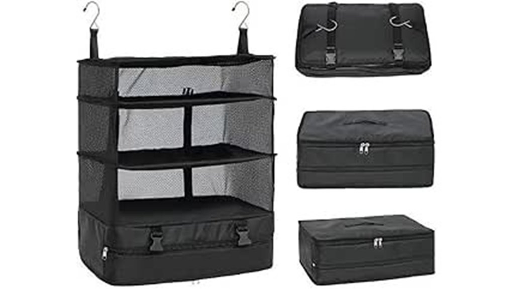travel luggage organizer three shelf collapsible storage
