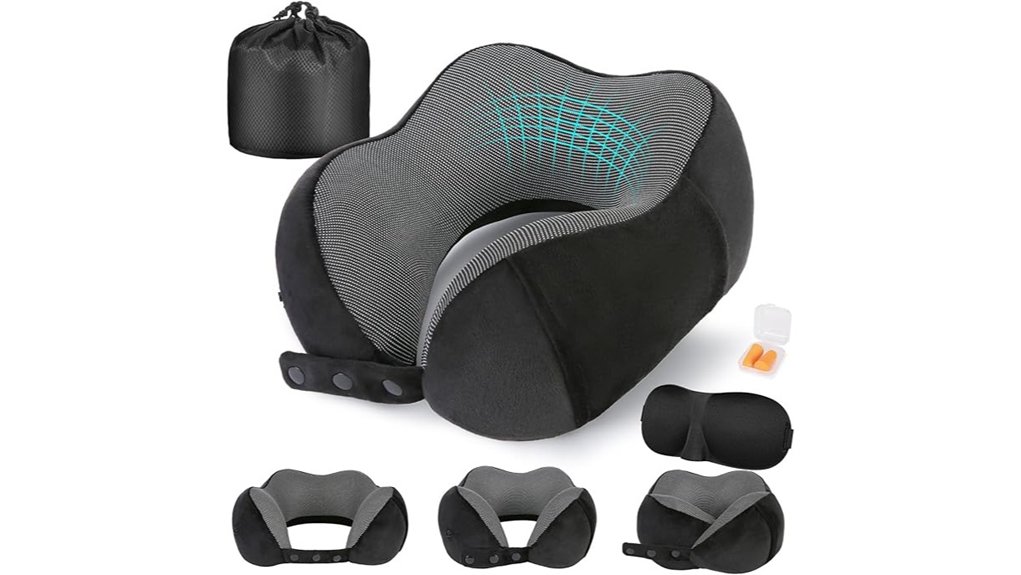 travel neck pillow set with earplugs