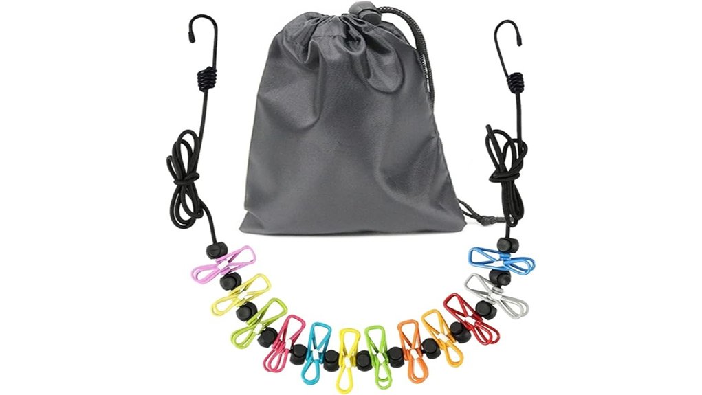travel washing line with clips