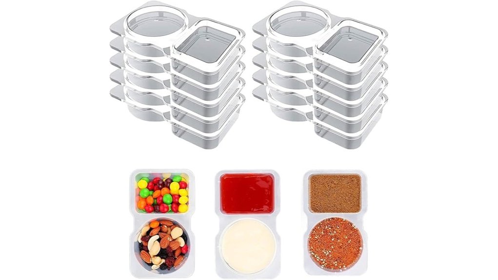 twenty reusable snack boxes with compartments