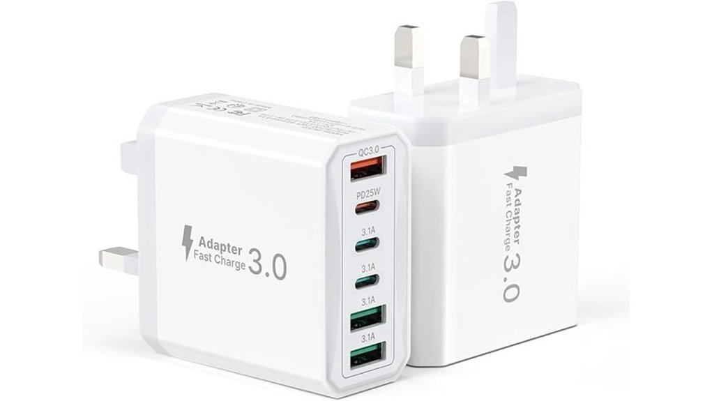 two pack usb c charger uk plug