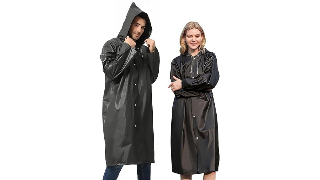 two waterproof ponchos with hooded sleeves