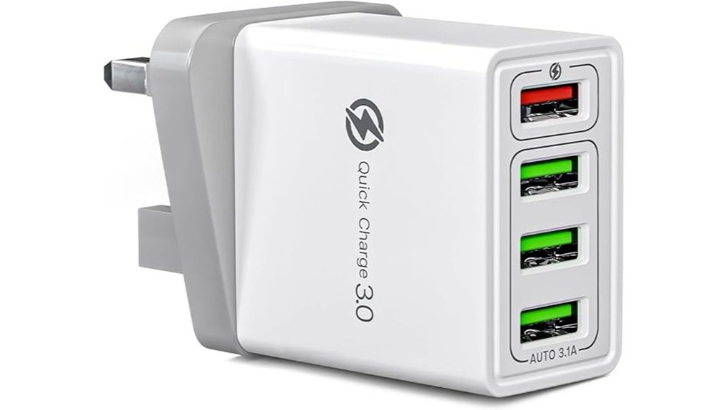 uk 33w 4 port usb charger