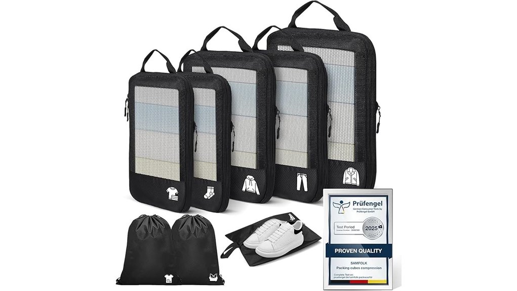 ultralight black packing cubes