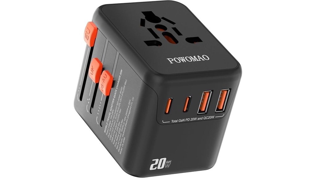 universal travel adapter with usb c and usb a ports