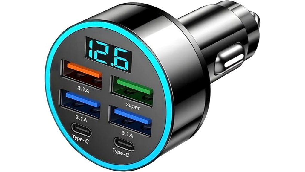 usb c car charger 6 ports 45w